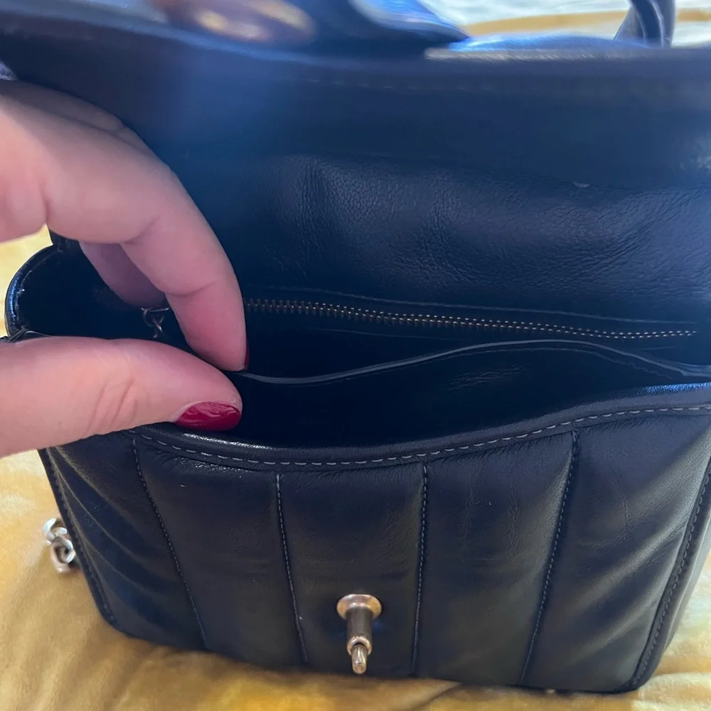 Coach Black Leather Satchel with Gold Accents - Picture 6 of 9